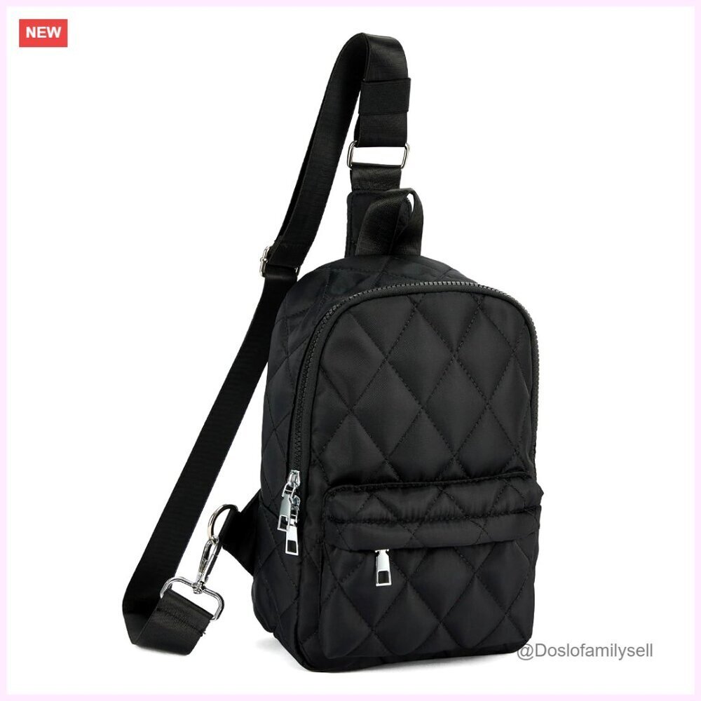 Small Quilted Crossbody Sling Bag with Adjustable Strap and Multiple Pockets